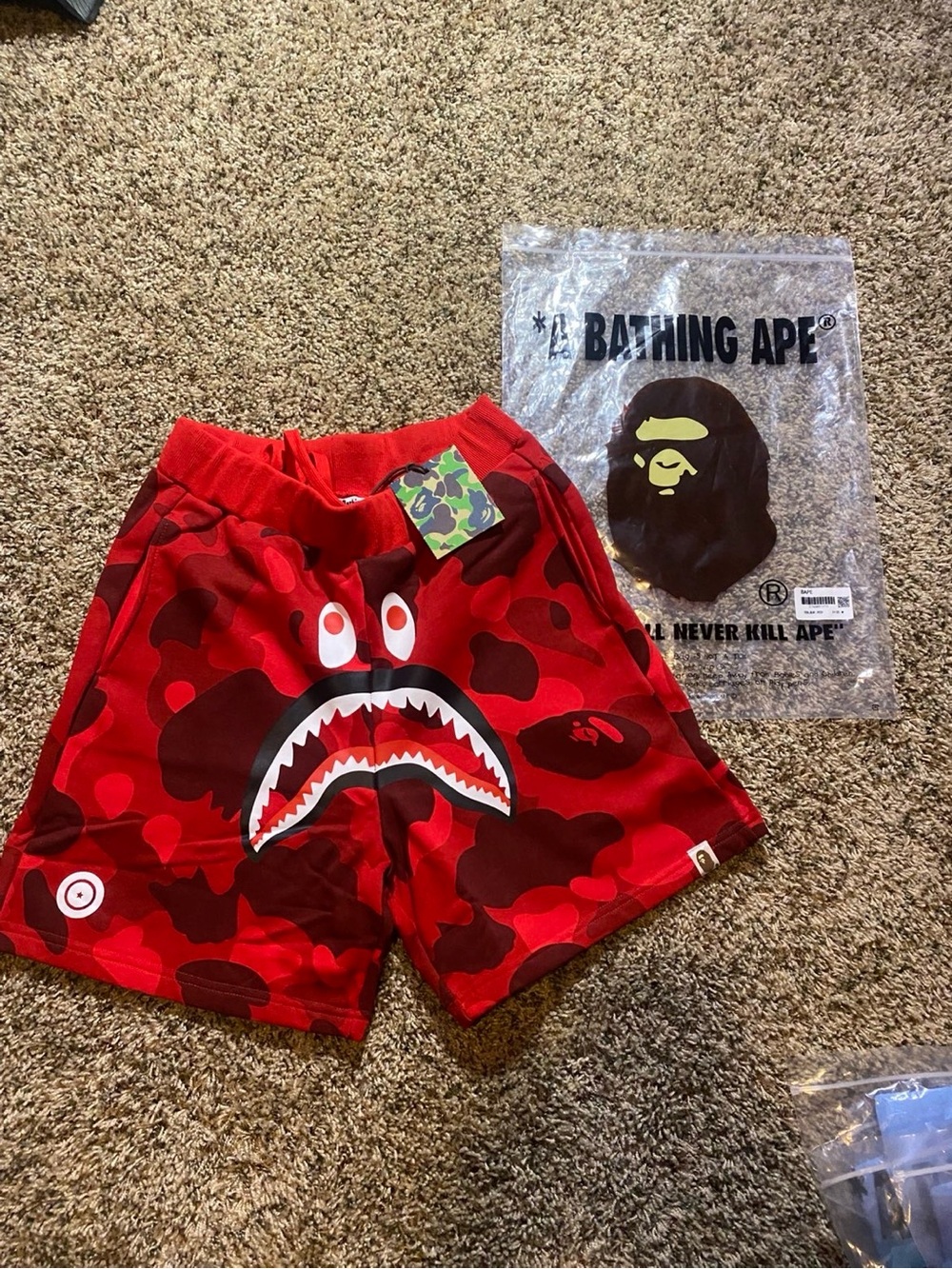 Bape Red Shark Camo Men's Shorts